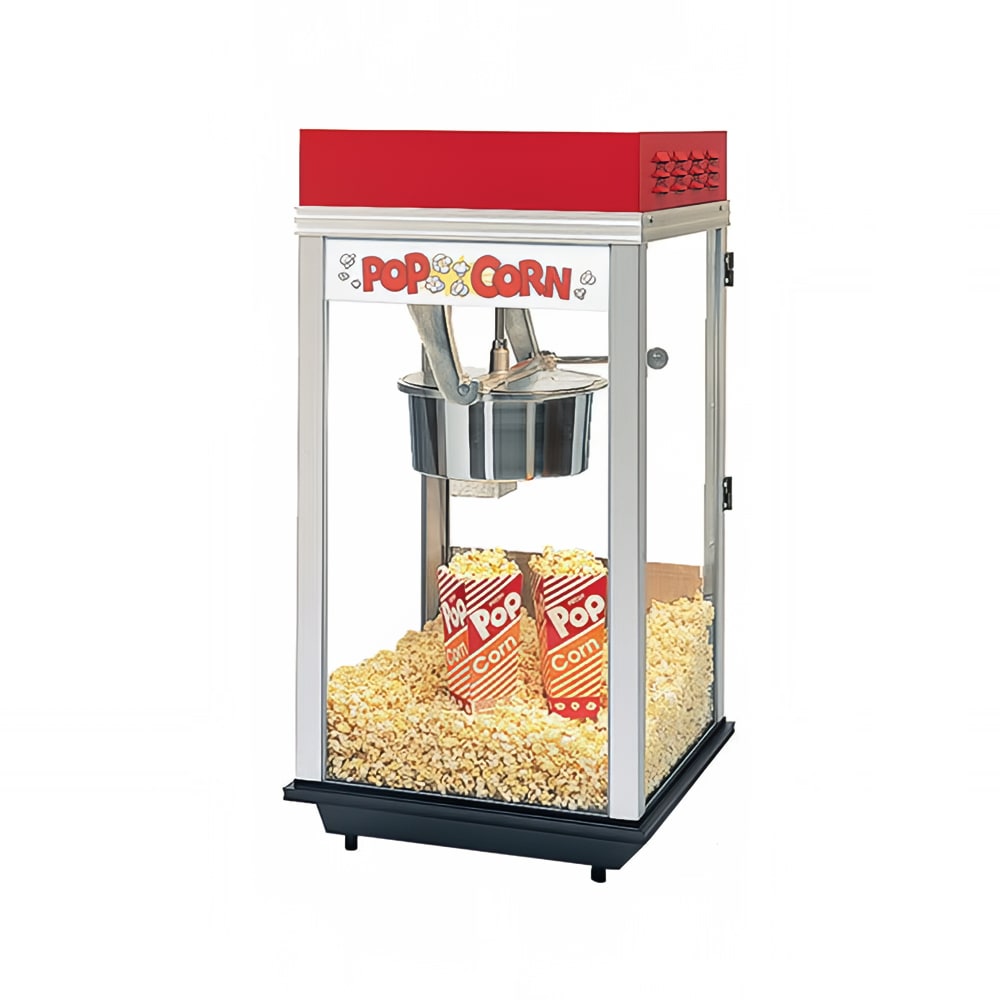 231-2214ST120240 Red Top-12 Popcorn Machine w/ 14 oz Kettle & Stainless Dome, 120v