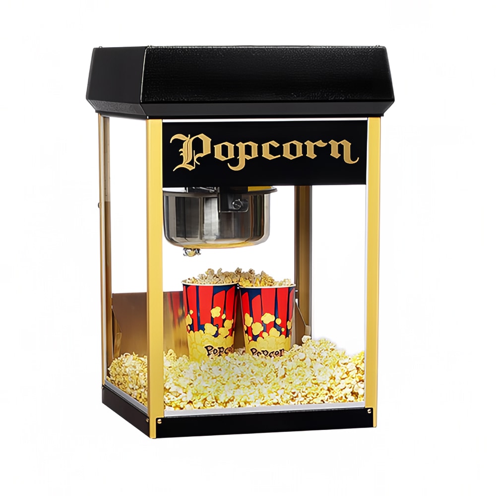 231-2408BKG120240 FunPop Popcorn Machine w/ 8 oz EZ Kleen Kettle & Black & Gold Finish, 1...