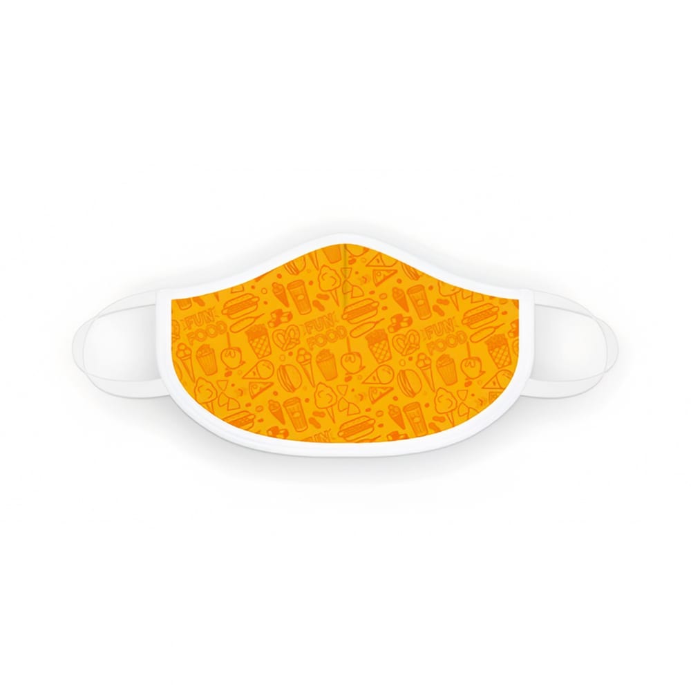 231-6666 Adult Face Mask w/ Elastic Ear Loops - Poly/Cotton, Orange & Yellow Fun Foods
