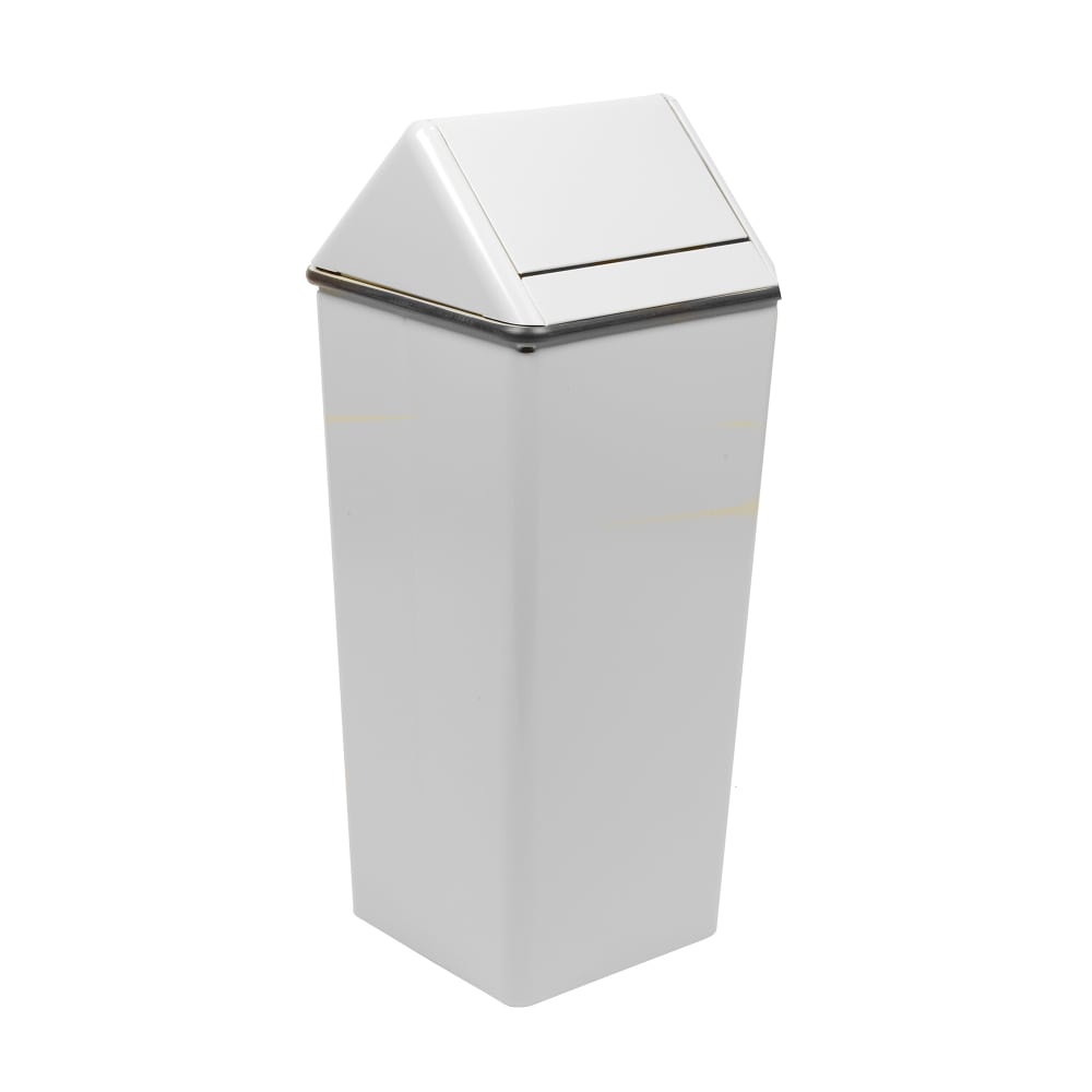 125-1411HTWH 21 gal Indoor Decorative Trash Can - Metal, White
