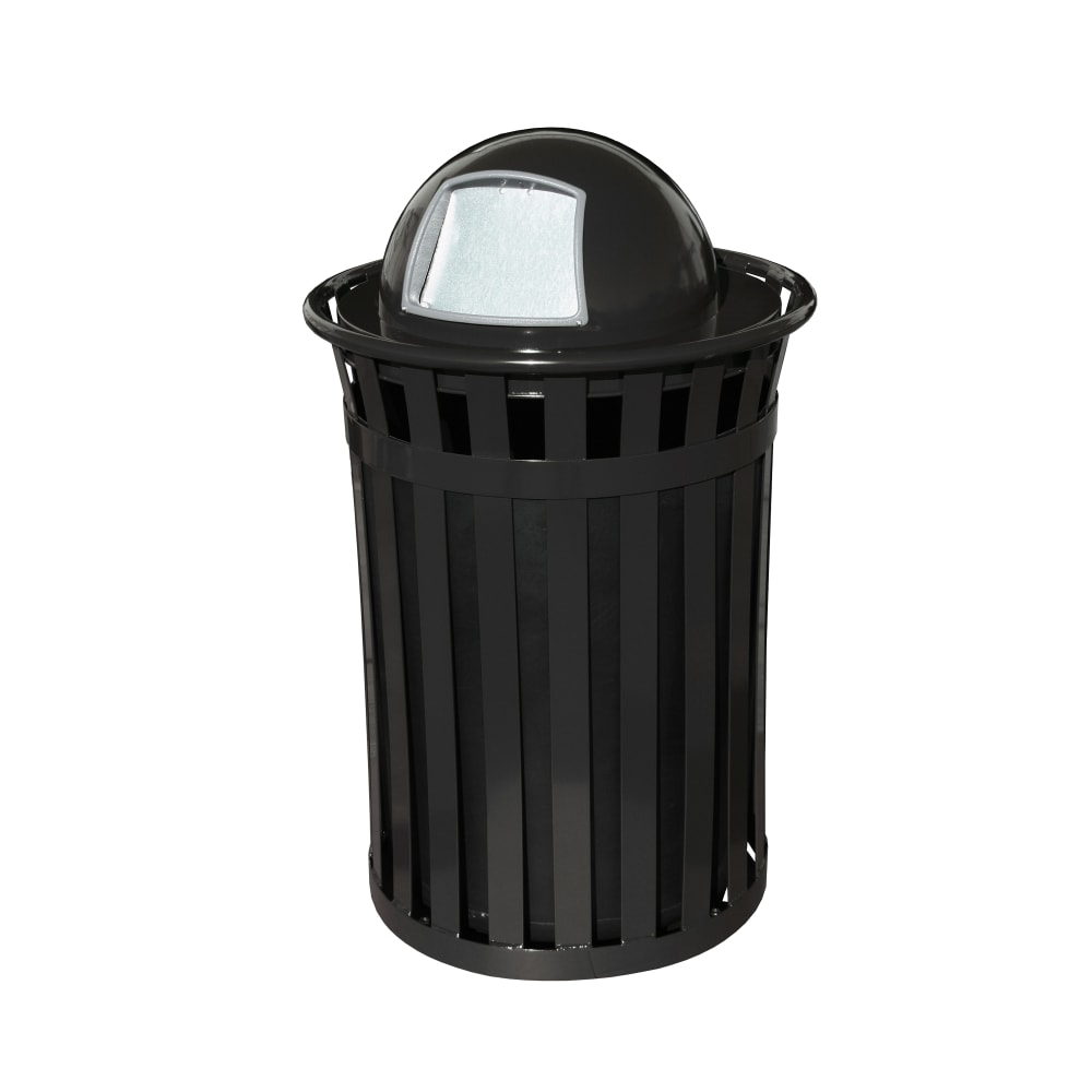 125-M3601DTBK 36 Gallon Outdoor Flat Bar Trash Can w/ Dome Top Lid, Black