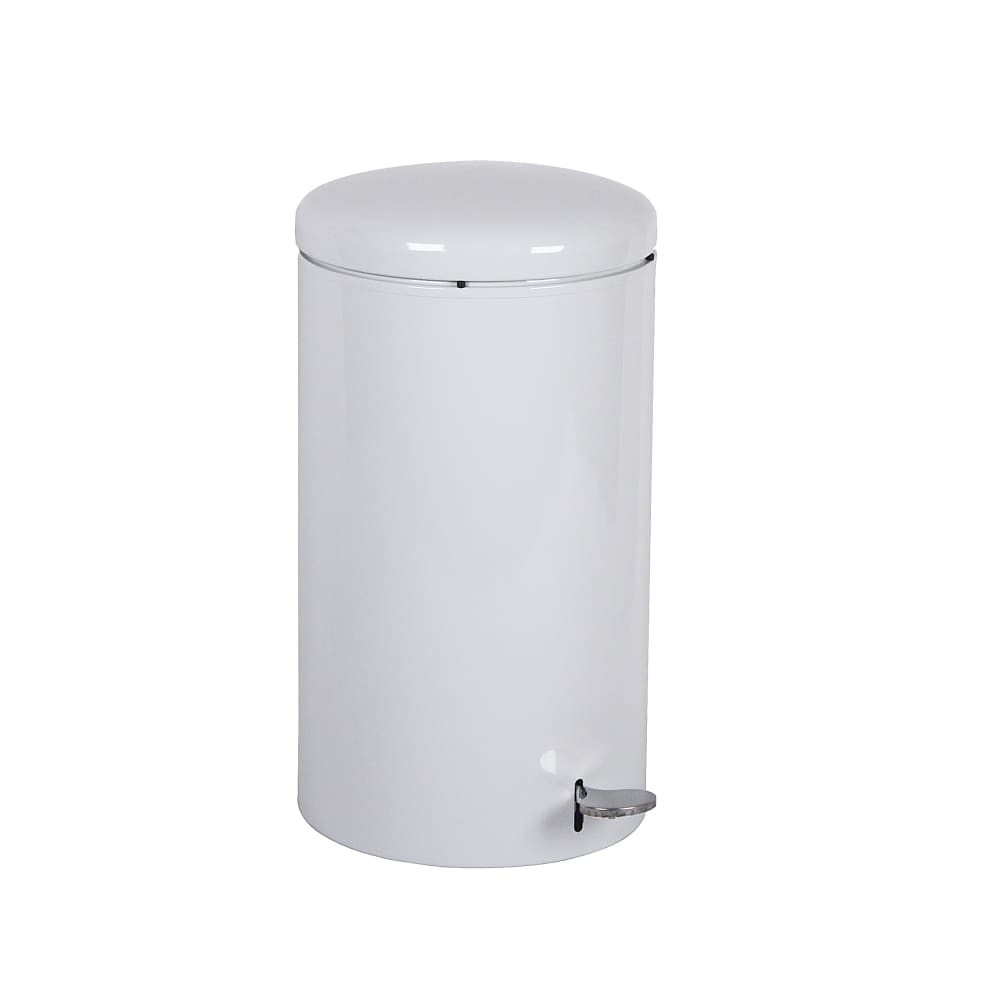 125-2270WH 7 gal Round Metal Step Trash Can, 11" dia. x 21"H, White