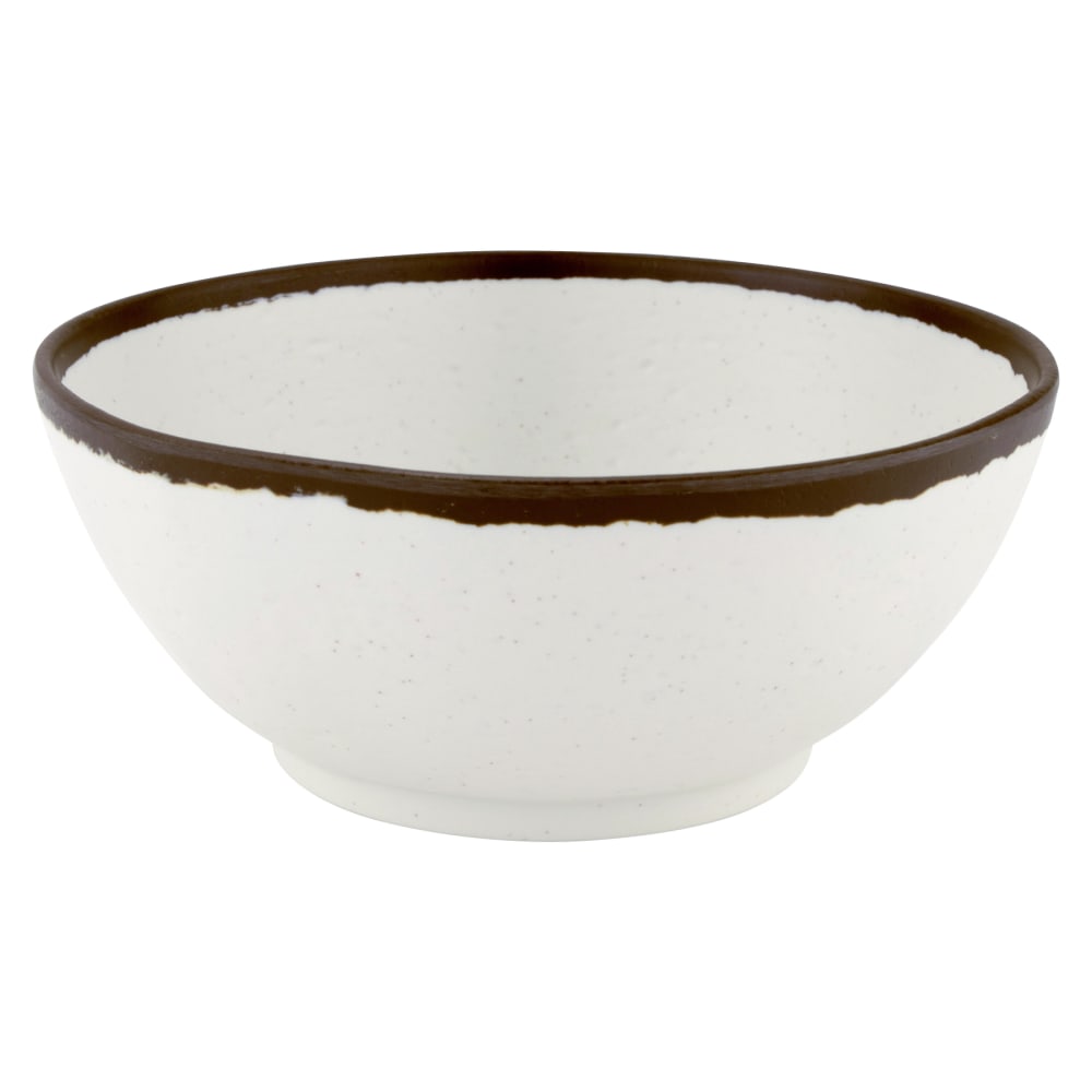 284-B303CRM 1 qt Round Melamine Salad Bowl, Cream w/ Brown Trim