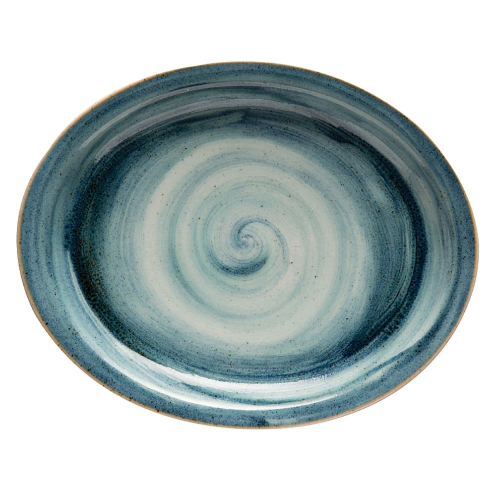 284-PP1604807712 11 3/4" x 9 2/3" Oval Artisan Platter - Porcelain, Blue