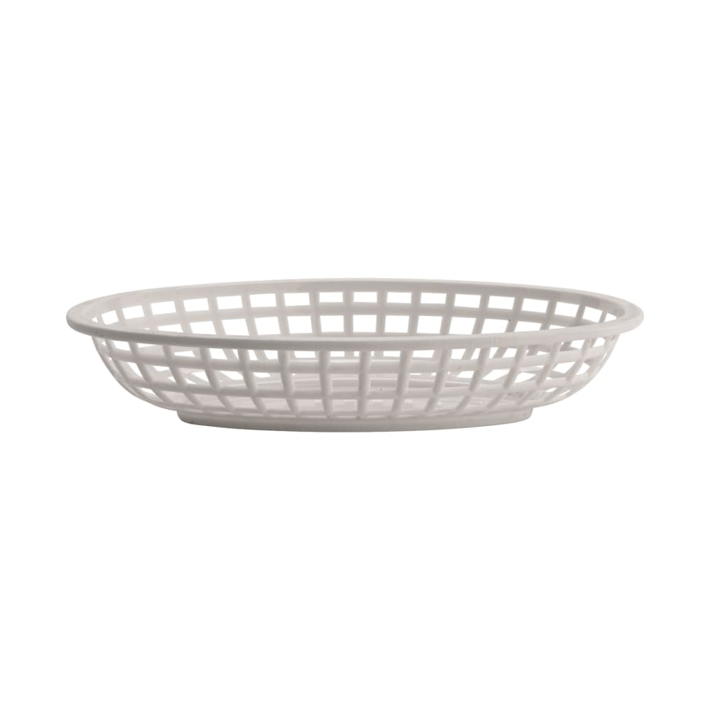 284-OB938W 9 3/8"x 6"Oval Bread & Bun Basket, Plastic, White