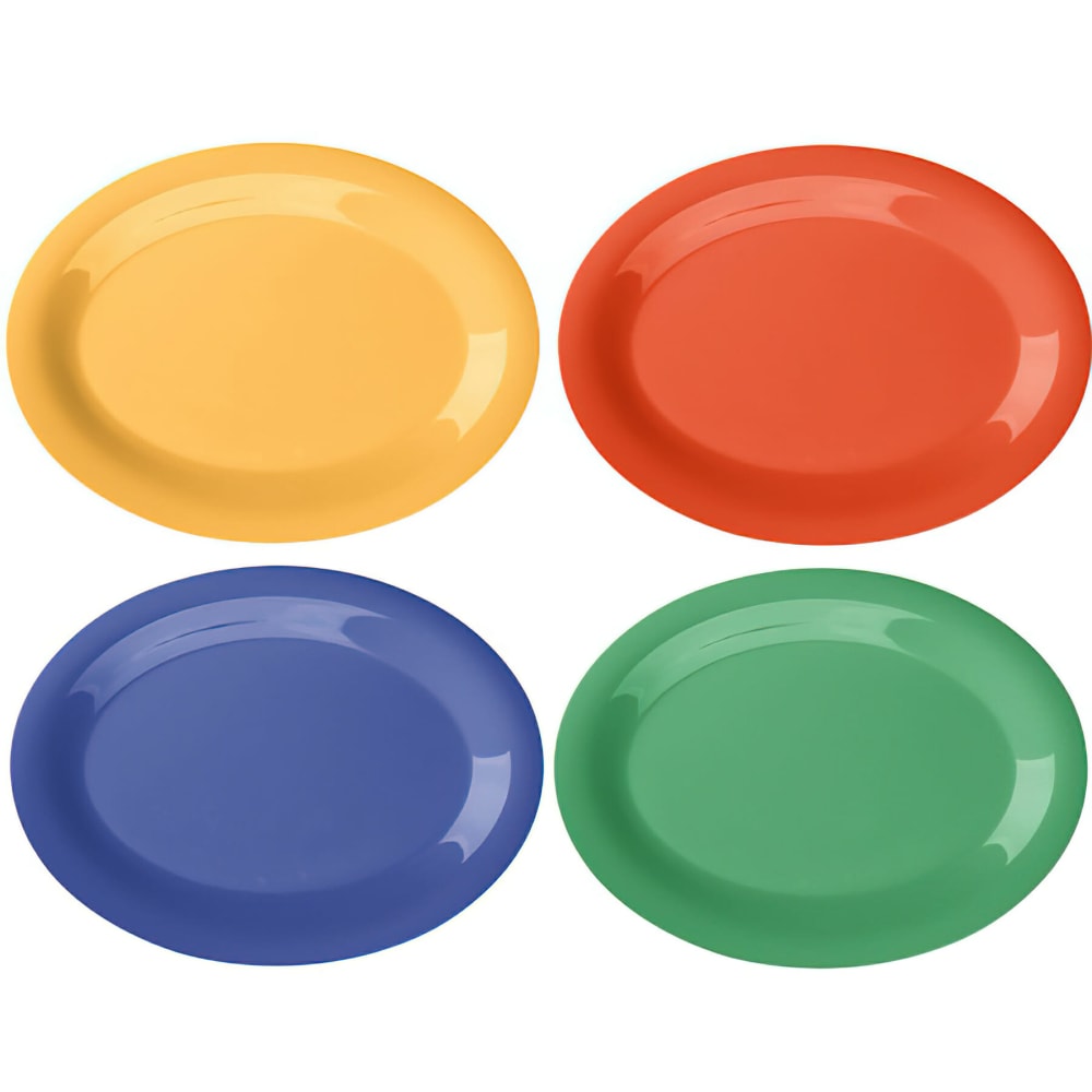284-OP120MIX 12" x 9" Oval Diamond Mardi Gras Platter - Melamine, Assorted Colors