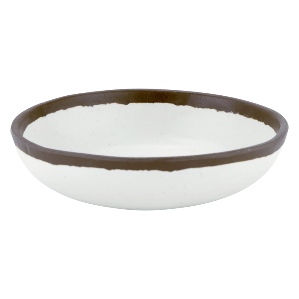 284-B300CRM 16 oz Round Melamine Soup/Salad/Pasta Bowl, Cream w/ Brown Trim