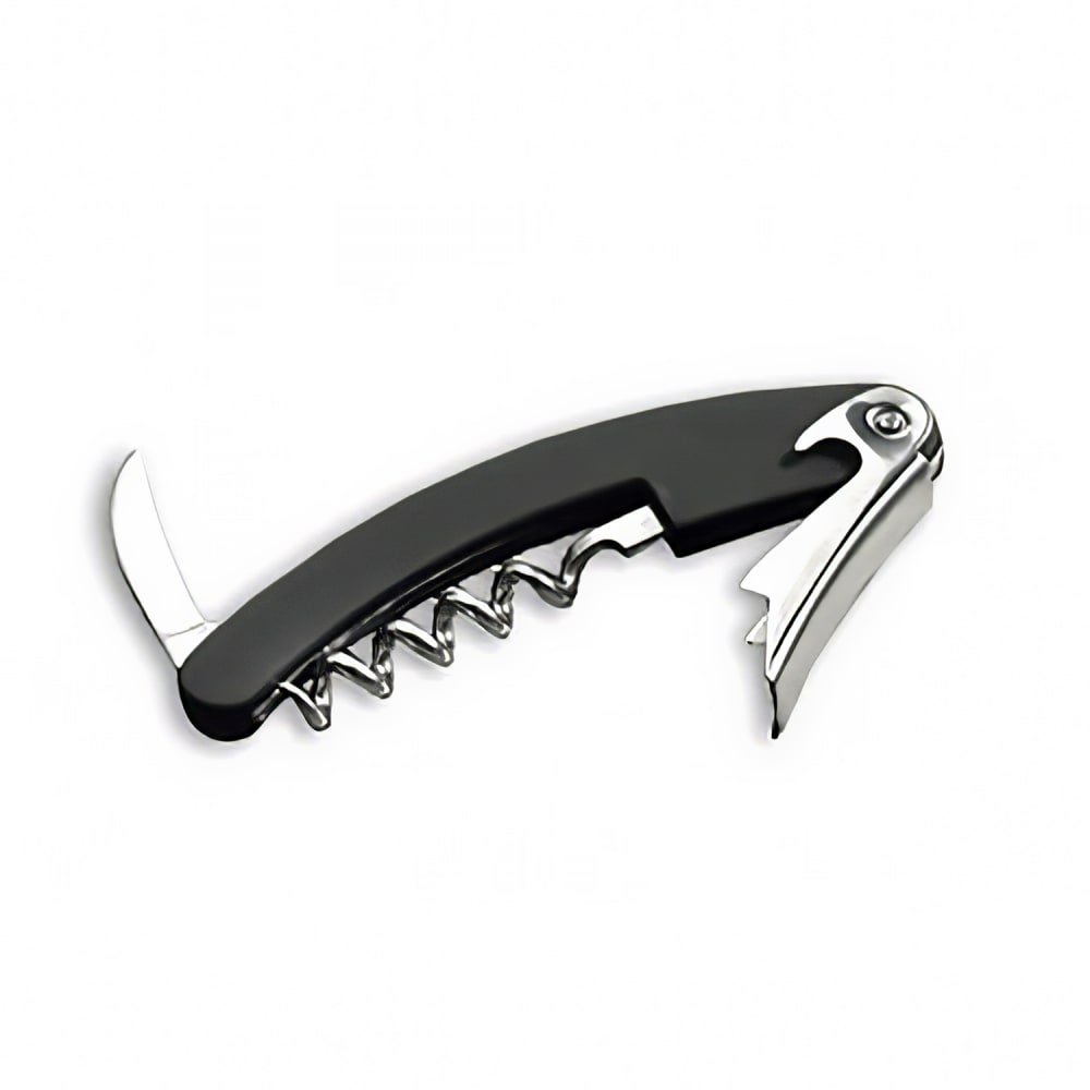 229-H1230C Waiter's Corkscrew w/ Foil Cutter & Bottle Cap Opener, Black