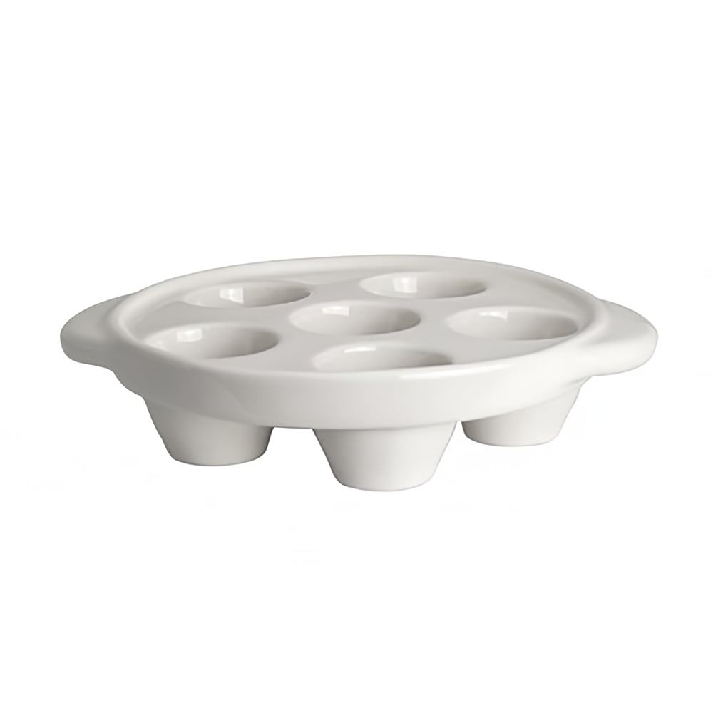 706-HL11655AWHA 7 1/8" Round Escargot Plate - 6 Holes, China, White