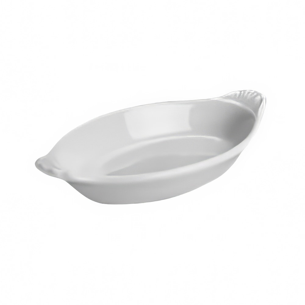 355-527WH 8 oz Oval Rarebit/Au Gratin Dish - 8 1/4" x 4 3/8", White