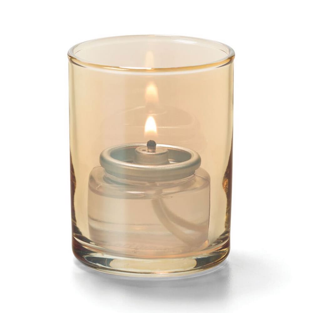461-5176G Tealight Lamp w/ Cylinder Style, 2 1/2" x 2", Glass, Gold Lustre