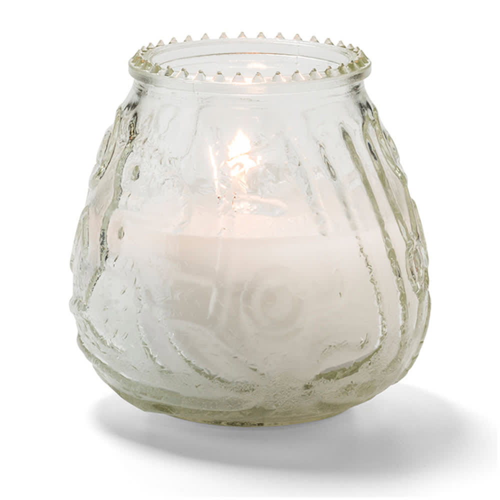 461-KG60C12 60 hr Knobby Wax Candle - 3 3/4" x 3 3/4", Clear