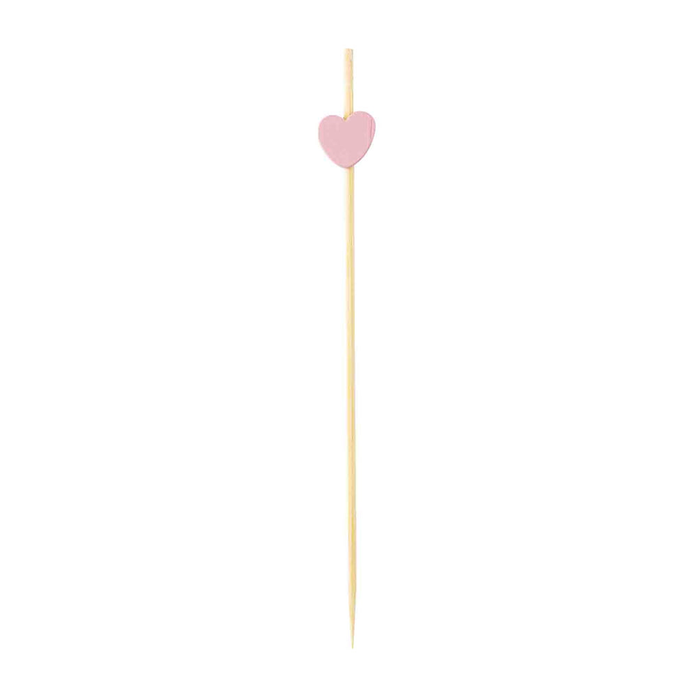 229-11205 4 1/2" Bamboo Heart Pick, Pink
