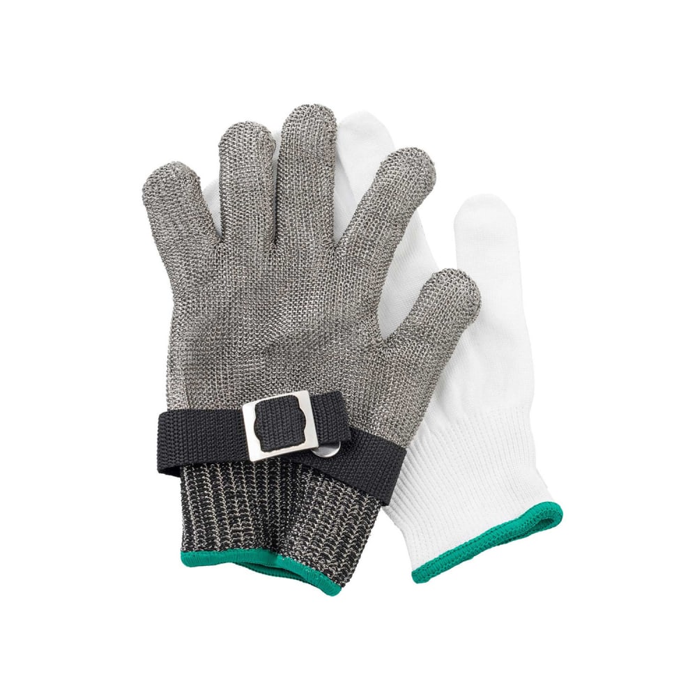 229-11738 Medium Cut Resistant Glove - Stainless Steel, Gray w/ Green Wrist Band