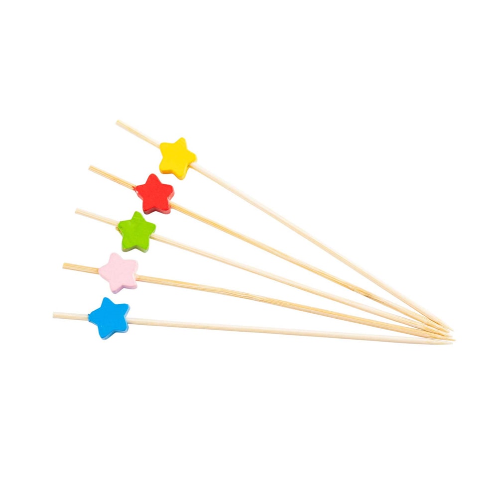 229-11760 4 1/2" Bamboo Stars Pick, Yellow