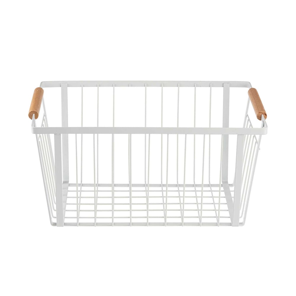 229-11786 Rectangular Storage Basket - 13 1/2" x 9", Steel, White