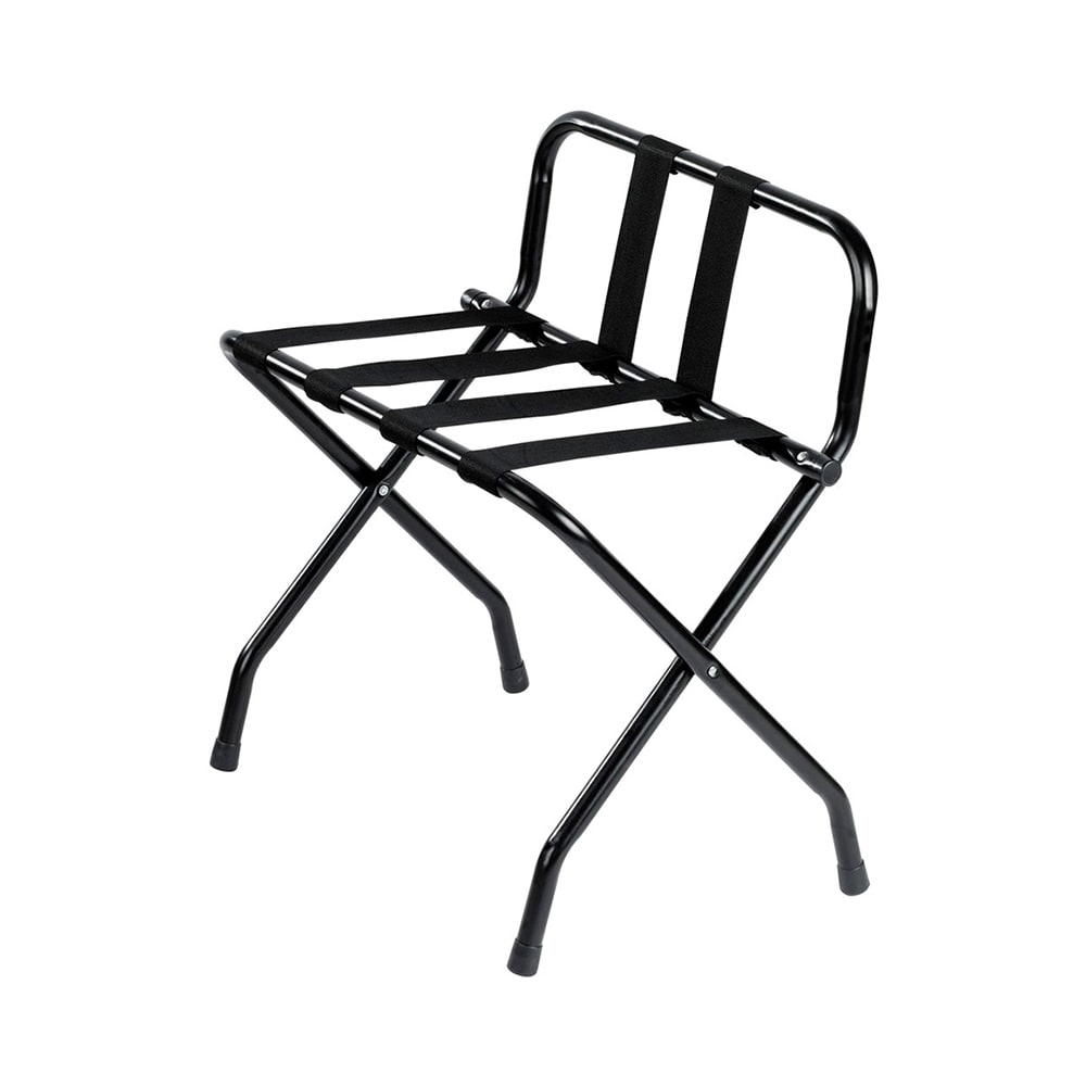 607-LRBRSTBL Folding Luggage Rack w/ 2 1/4" Black Straps - 22"W x 17"D x 26"H...