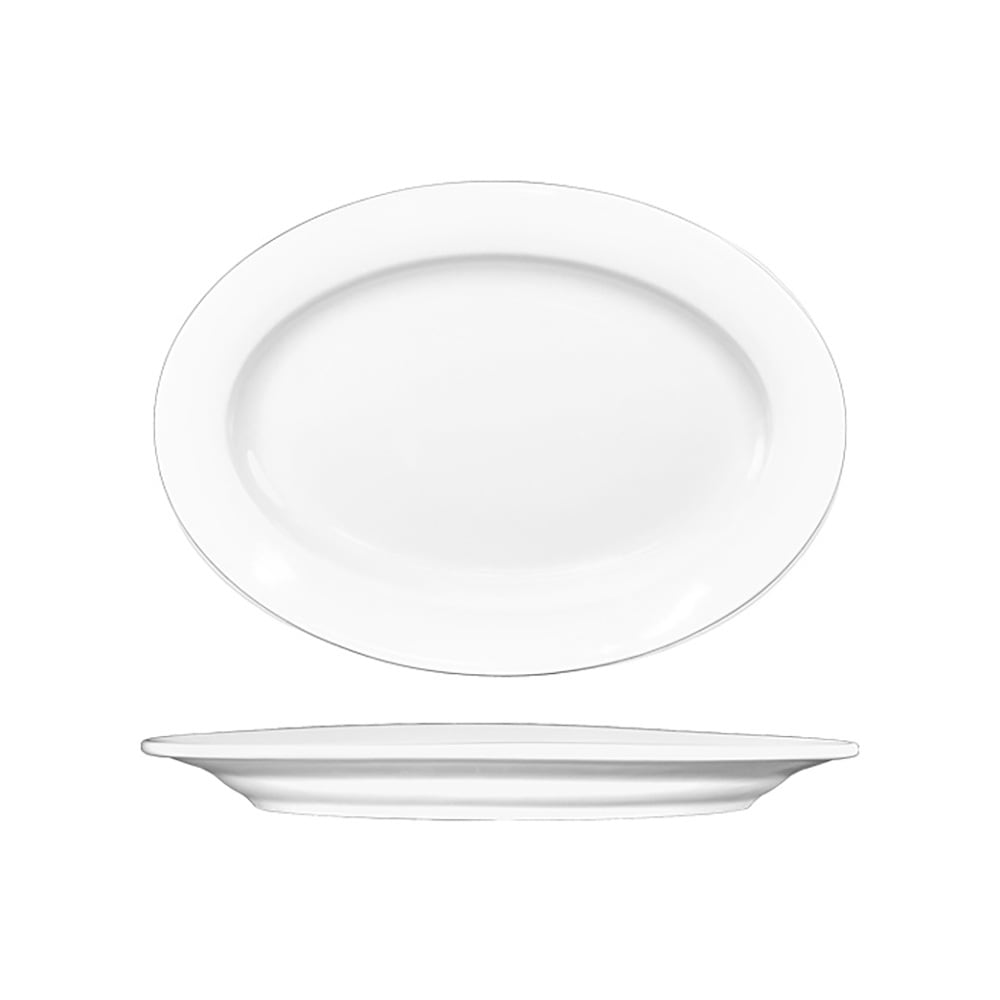 129-BL45 16 5/8" x 11 3/4" Oval Bristol™ Platter - Porcelain, Bright White
