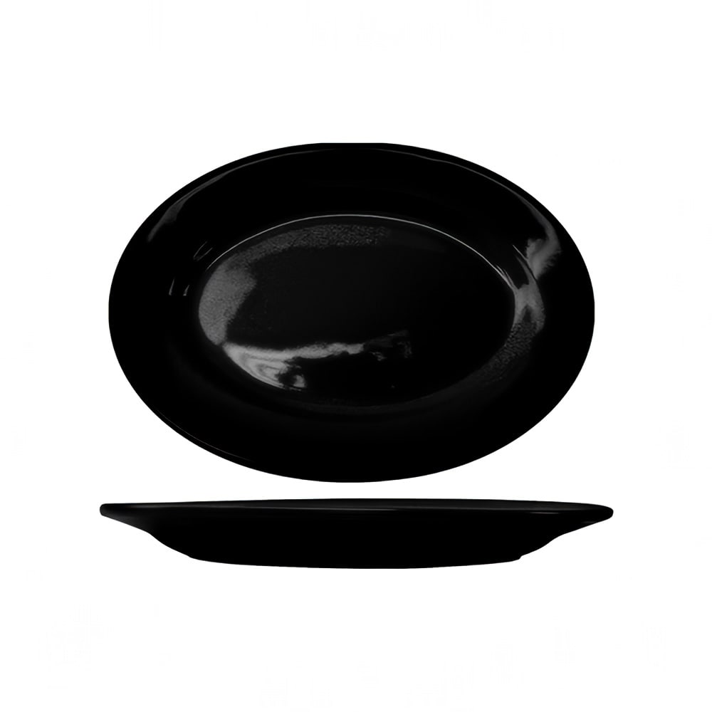 129-CA13B 11 1/2" x 8 1/4" Oval Cancun™ Platter - Ceramic, Black