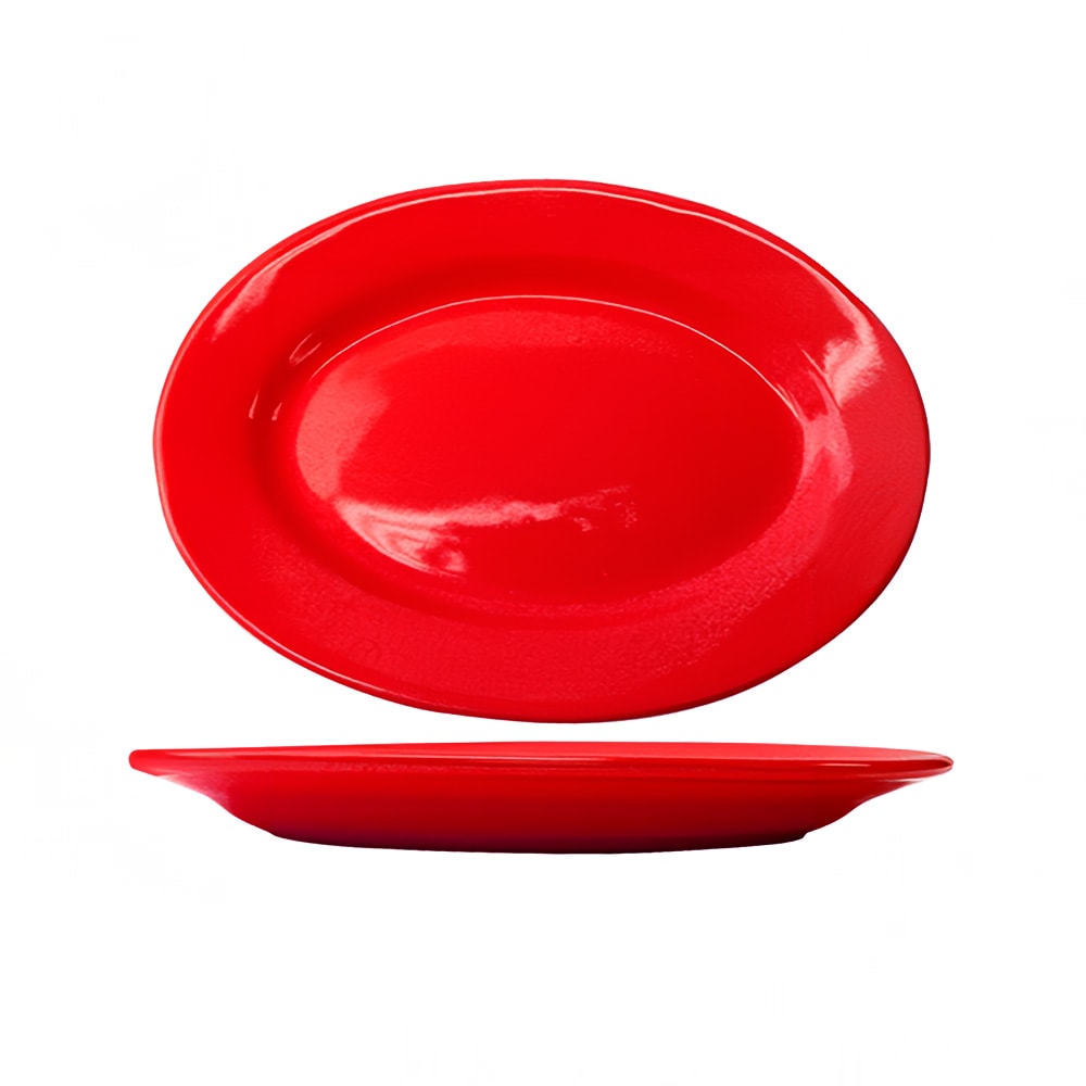 129-CA13CR 11 1/2" x 8 1/4" Oval Cancun™ Platter - Ceramic, Crimson Red
