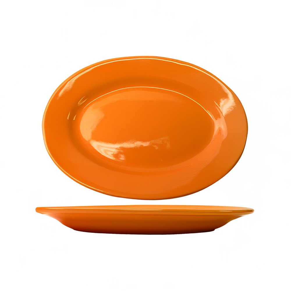 129-CA12O 10 3/8" x 7 1/4" Oval Cancun™ Platter - Ceramic, Orange