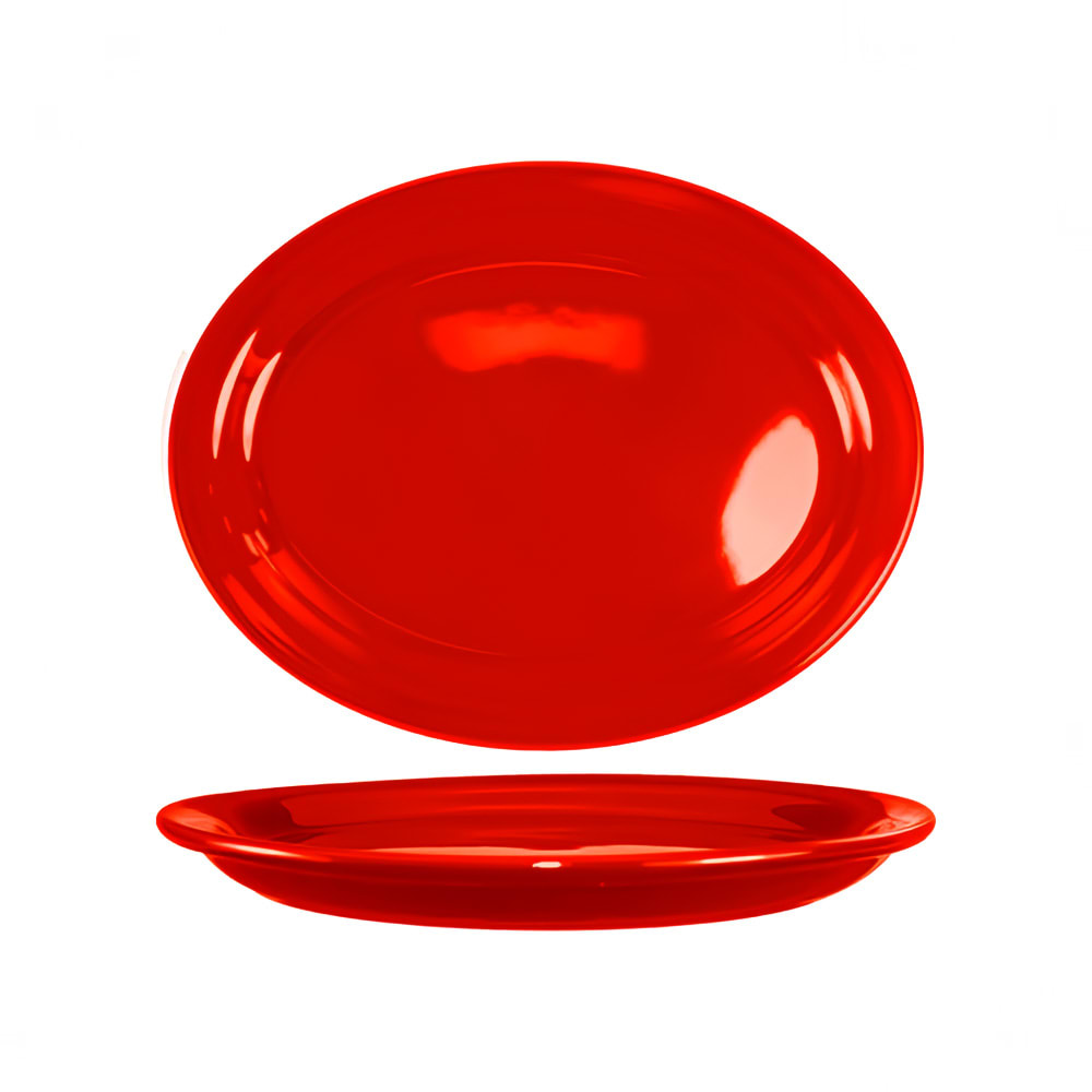129-CAN13CR 11 1/2" x 9 1/4" Oval Cancun™ Platter - Ceramic, Crimson Red
