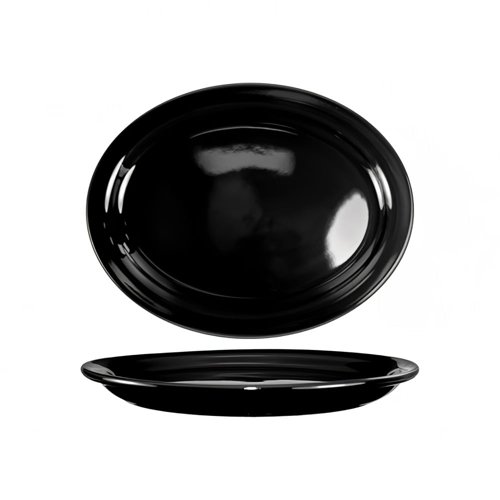 129-CAN12B 9 3/4" x 7 1/2" Oval Cancun™ Platter - Ceramic, Black
