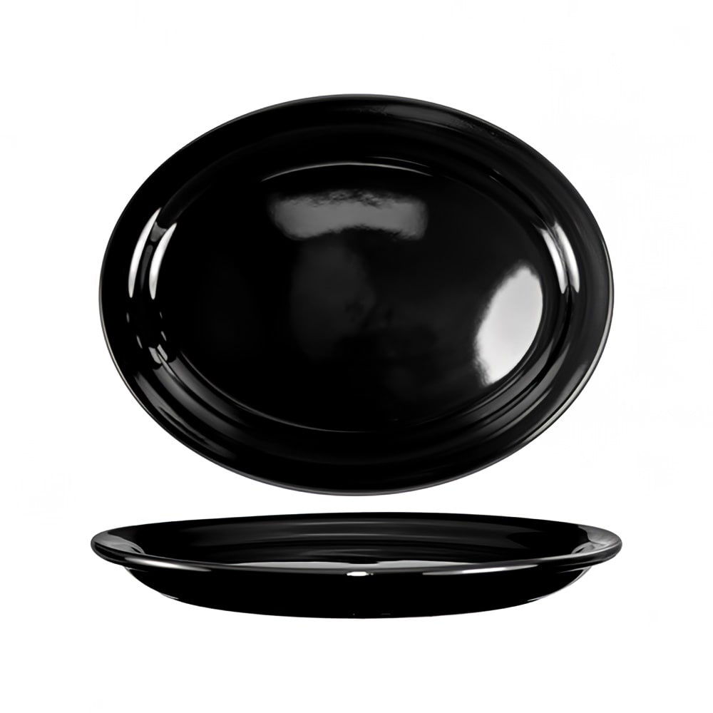 129-CAN13B 11 1/2" x 9 1/4" Oval Cancun™ Platter - Ceramic, Black