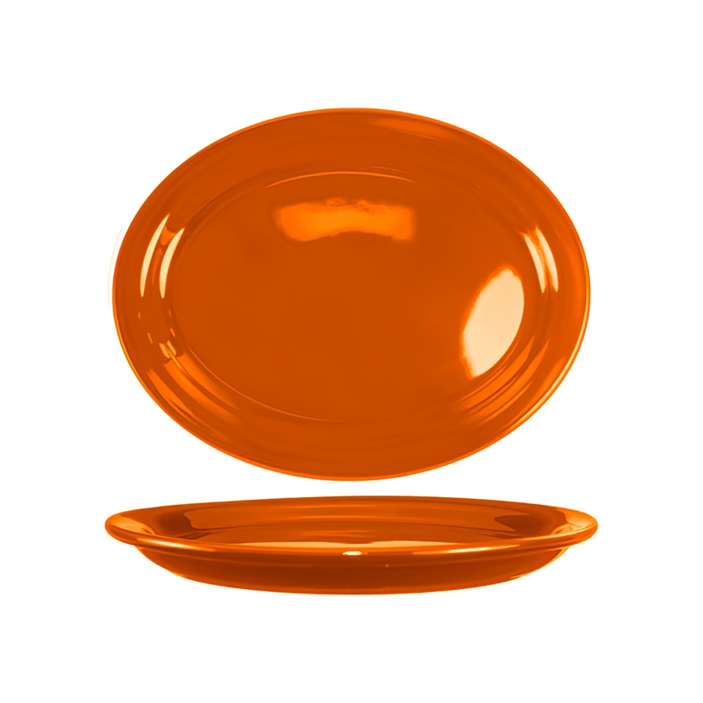 129-CAN12O 9 3/4" x 7 1/2" Oval Cancun™ Platter - Ceramic, Orange