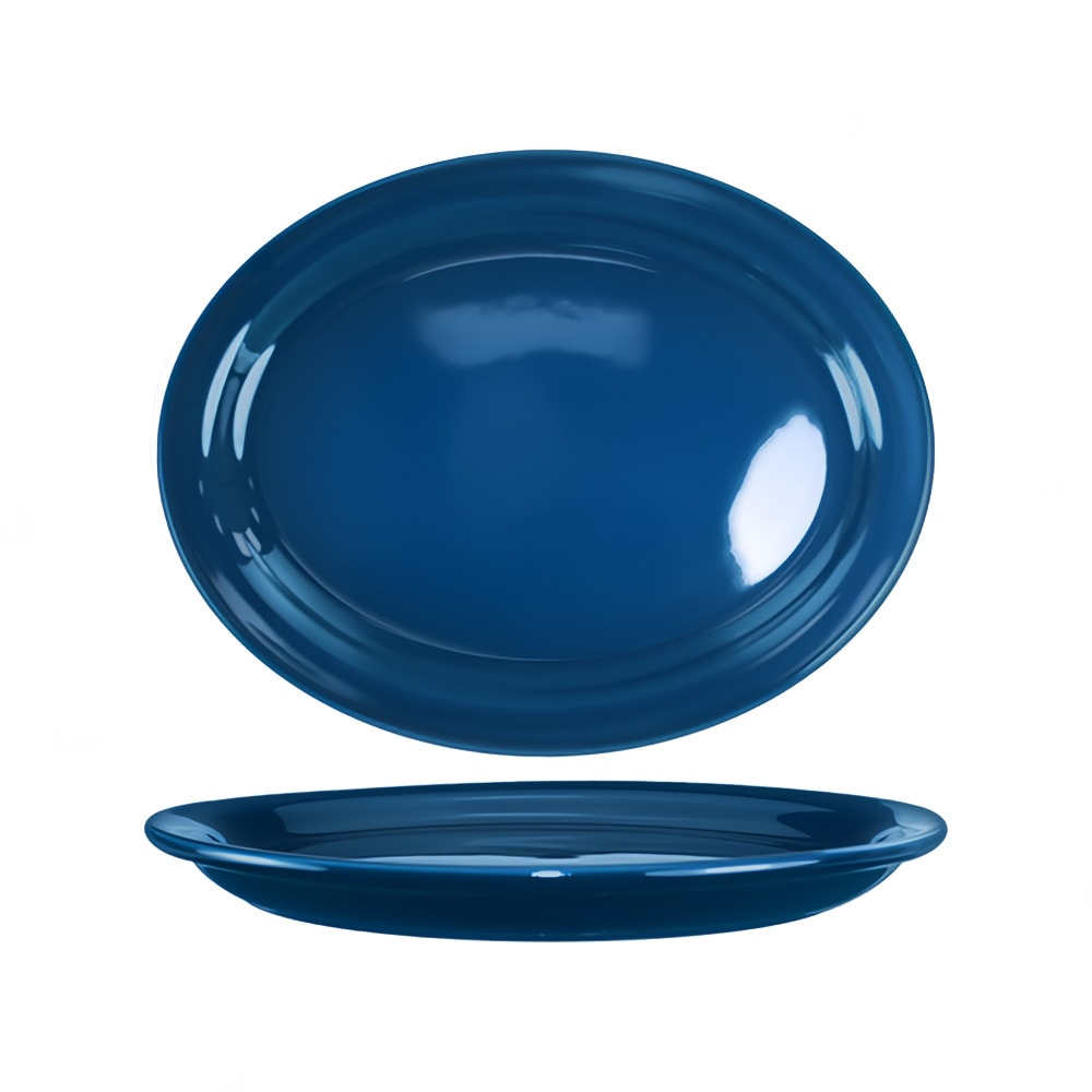 129-CAN14LB 13 1/4" x 10 3/8" Oval Cancun™ Platter - Ceramic, Light Blue