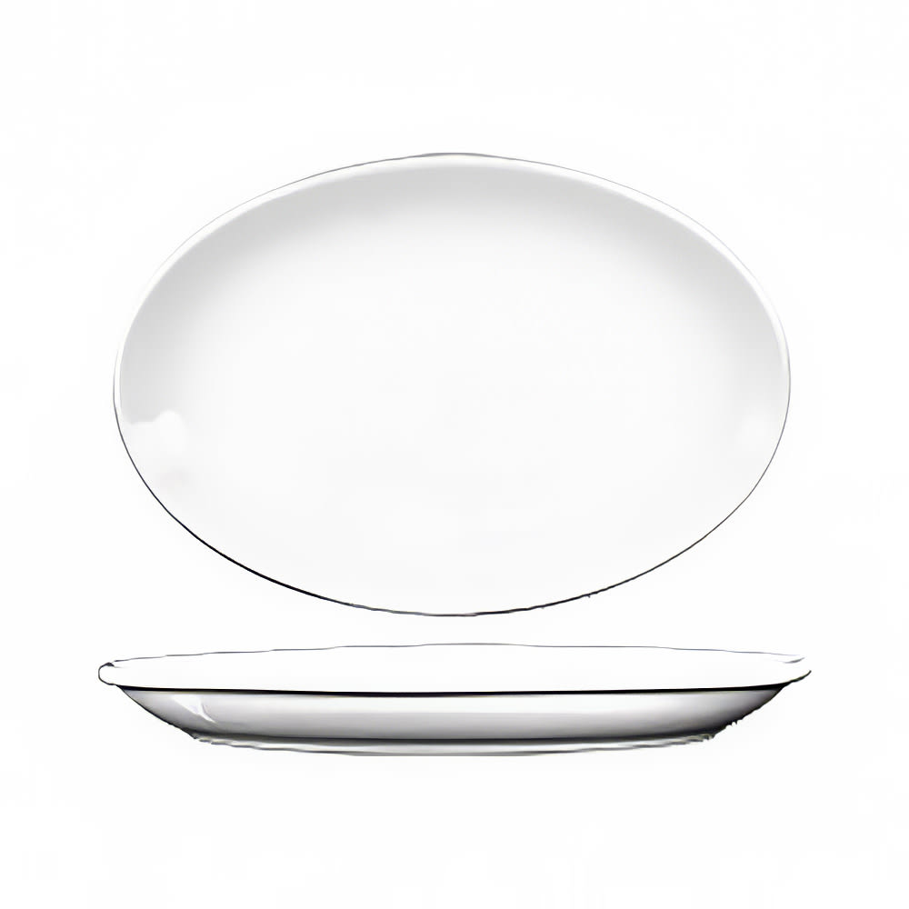129-DO14 13 1/4" x 9 7/8" Oval Torino™ Platter - Porcelain, European White