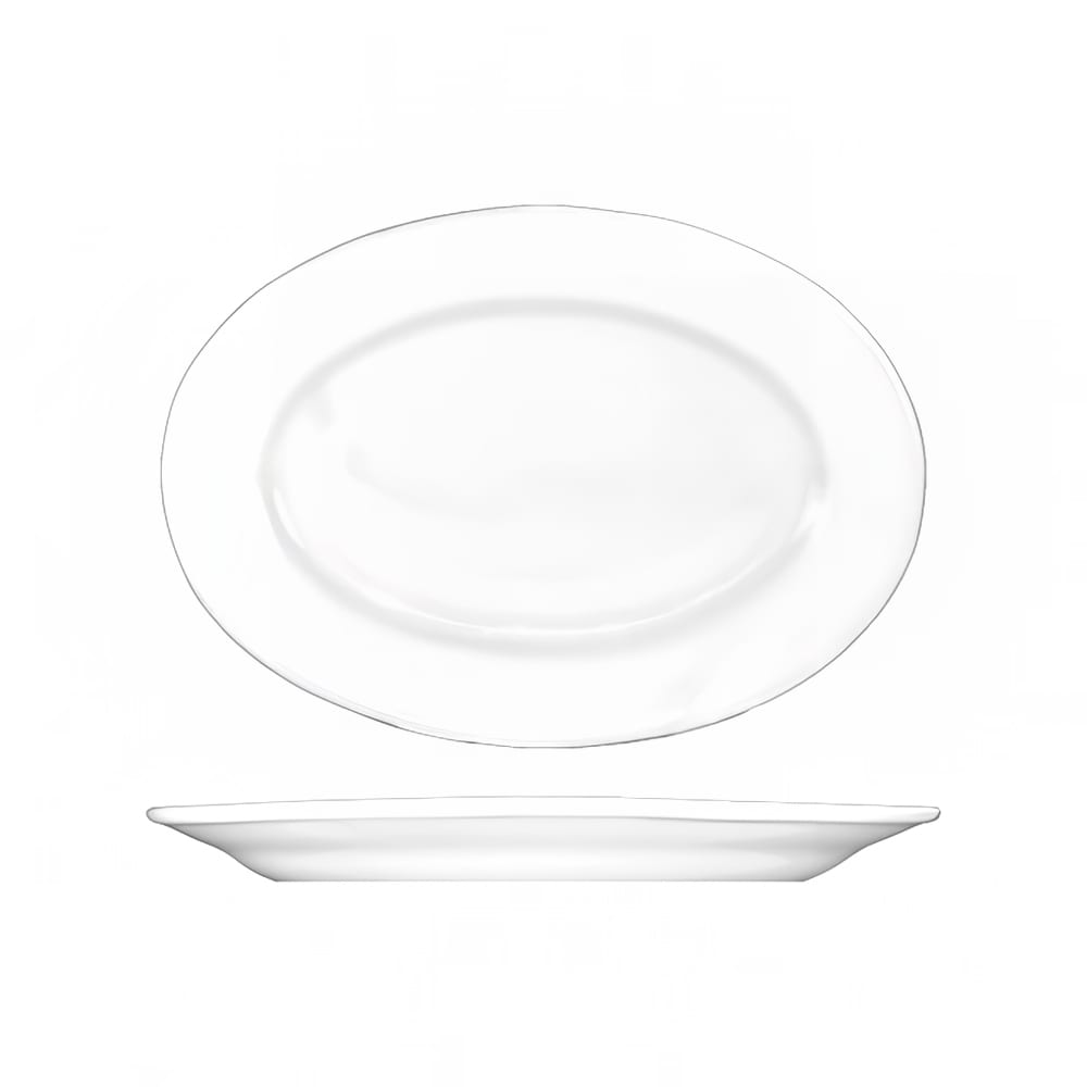 129-DO86 15 1/2" x 11 1/8" Oval Dover™ Platter - Porcelain, European White