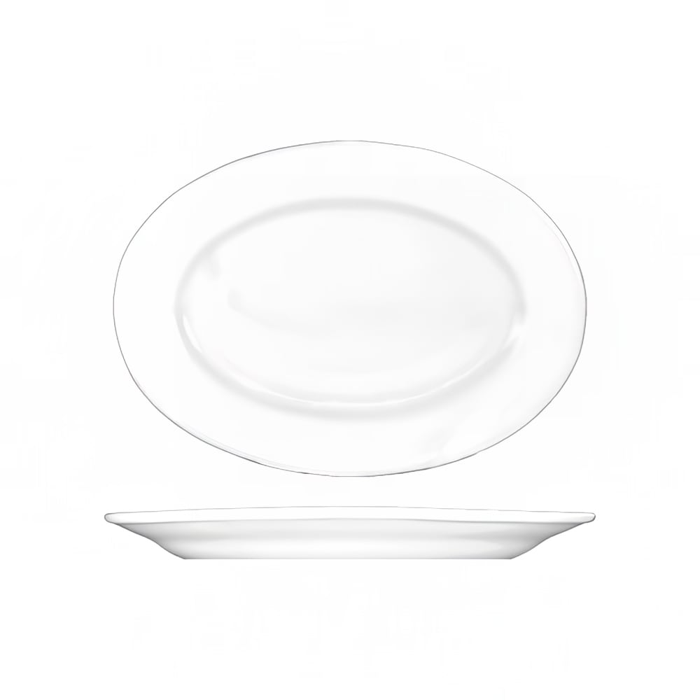 129-DO85 13 3/8" x 9 1/2" Oval Dover™ Platter - Porcelain, European White