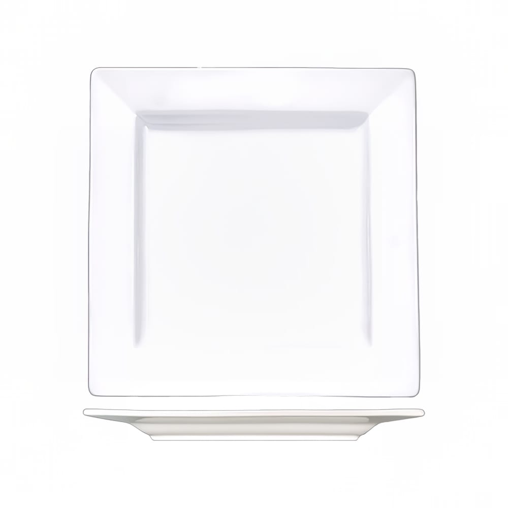 129-EL40 12" Square Elite™ Plate - Porcelain, Bright White