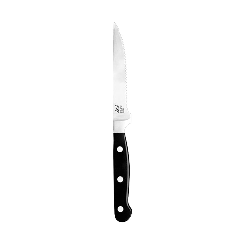 129-FK412 9" Steak Knife - Stainless Steel w/ Black Poly Handle