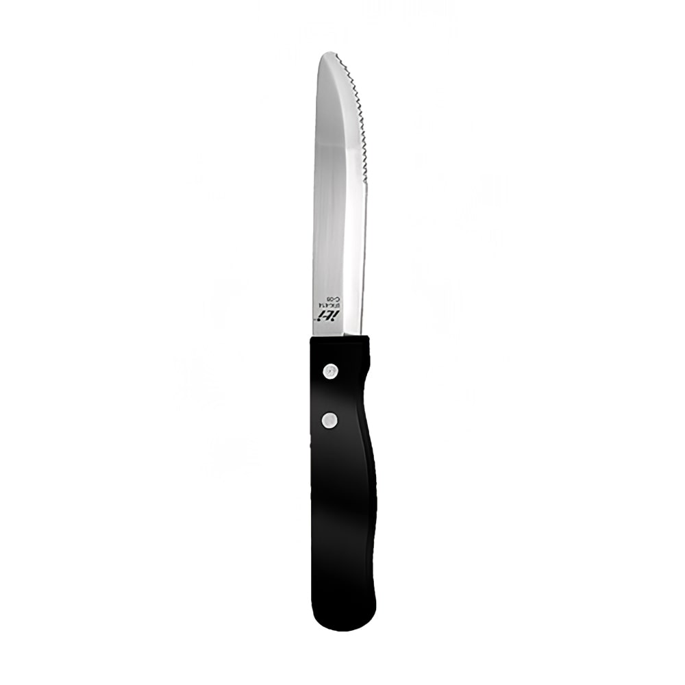 129-FK414 9 7/8" Steak Knife - Stainless Steel w/ Black Poly Handle
