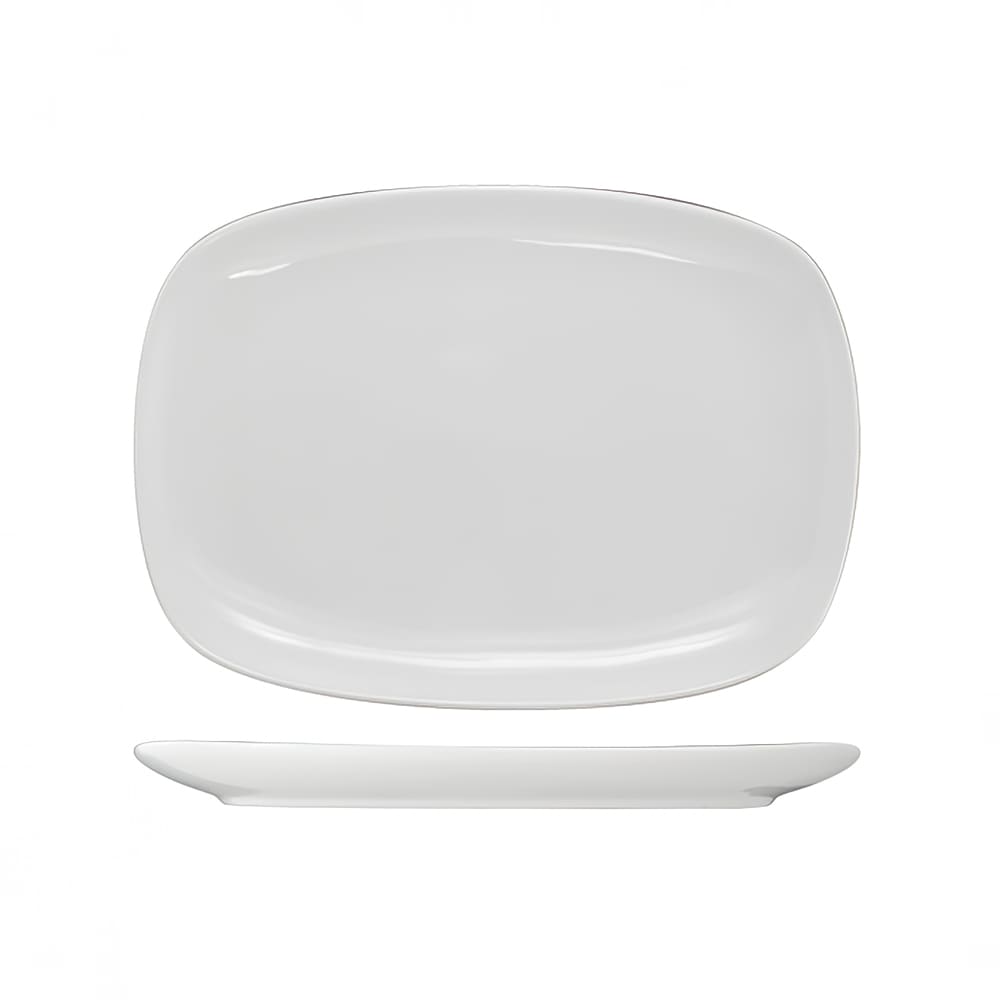 129-QP14 14" x 9 1/2" Rectangular Quad™ Platter - Porcelain, European White