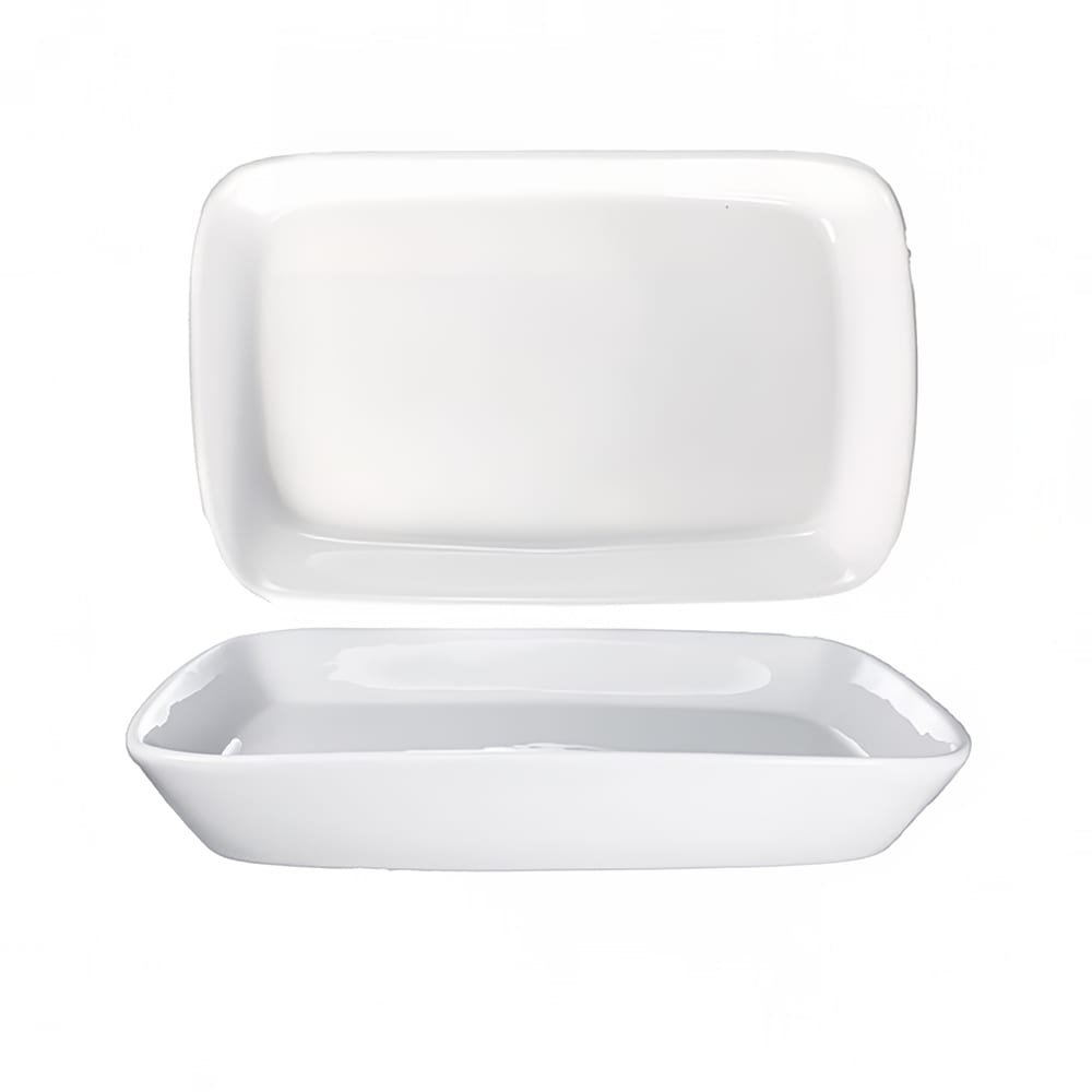 129-QP106 10" x 6 3/8" Rectangular Quad™ Platter - Porcelain, European White