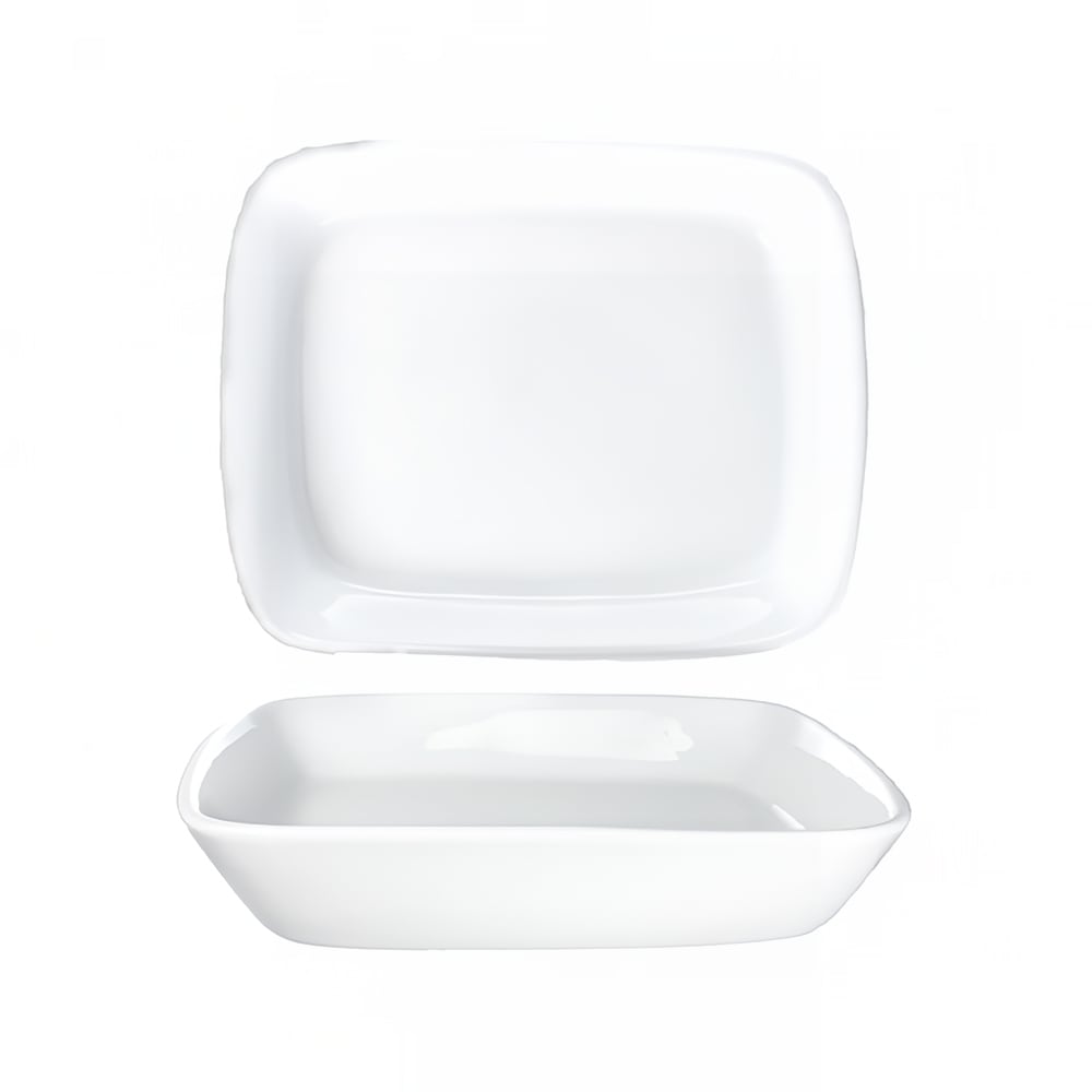 129-QP86 8" x 6 1/2" Rectangular Quad™ Platter - Porcelain, European White