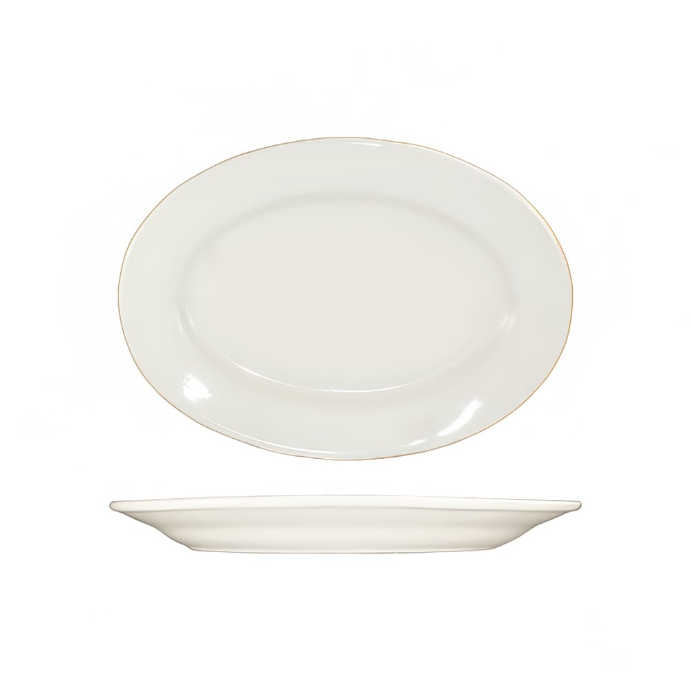 129-RO12 10 3/8" x 7 1/4" Oval Roma™ Platter - Ceramic, American White
