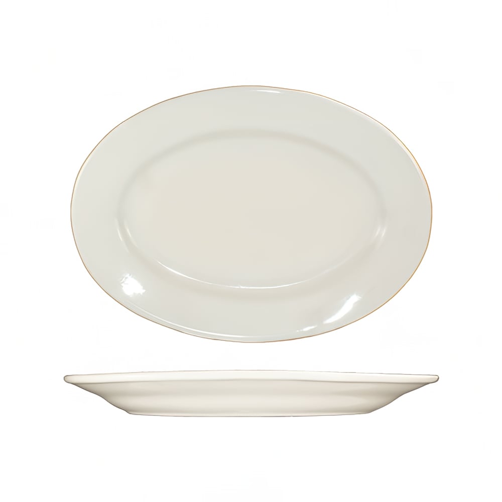 129-RO34 9 1/4" x 6 3/8" Oval Roma™ Platter - Ceramic, American White