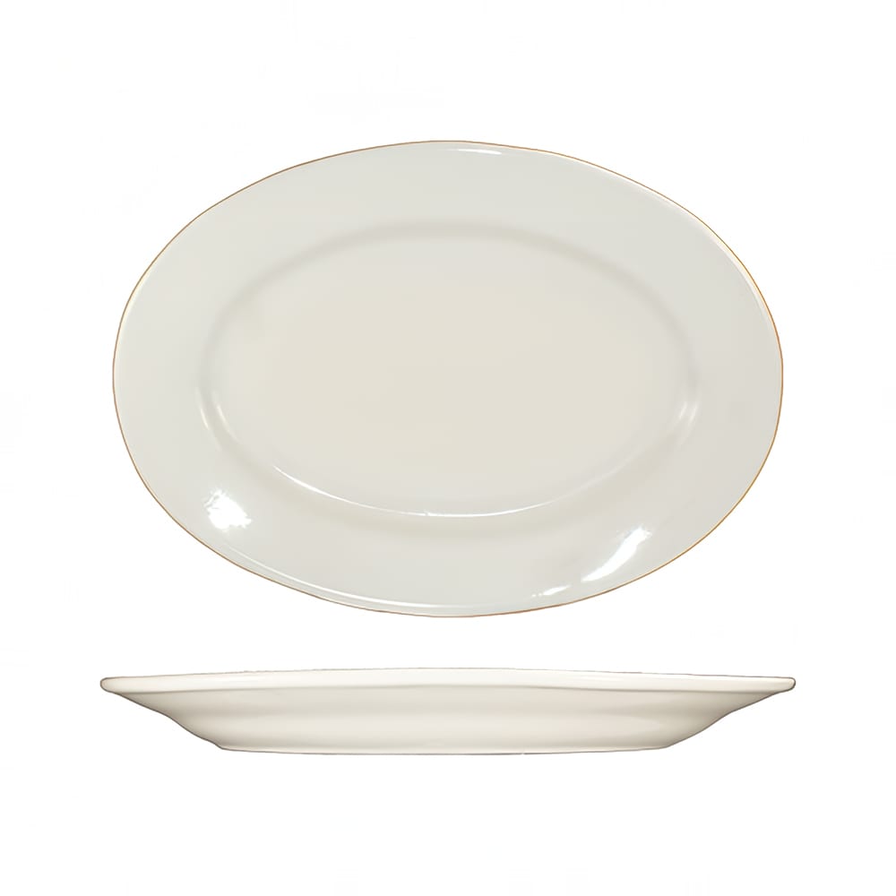 129-RO33 7" x 4 5/8" Oval Roma™ Platter - Ceramic, American White