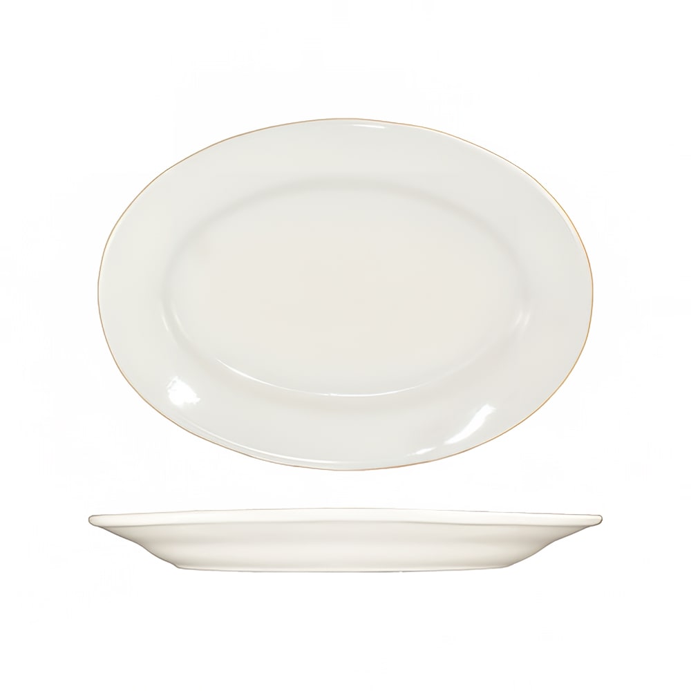 129-RO14 12 1/2" x 9" Oval Roma™ Platter - Ceramic, American White