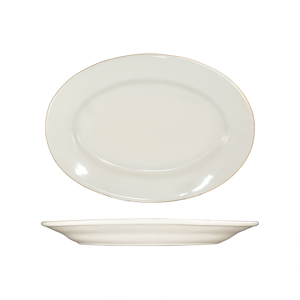129-RO51 15 1/2" x 10 1/2" Oval Roma™ Platter - Ceramic, American White