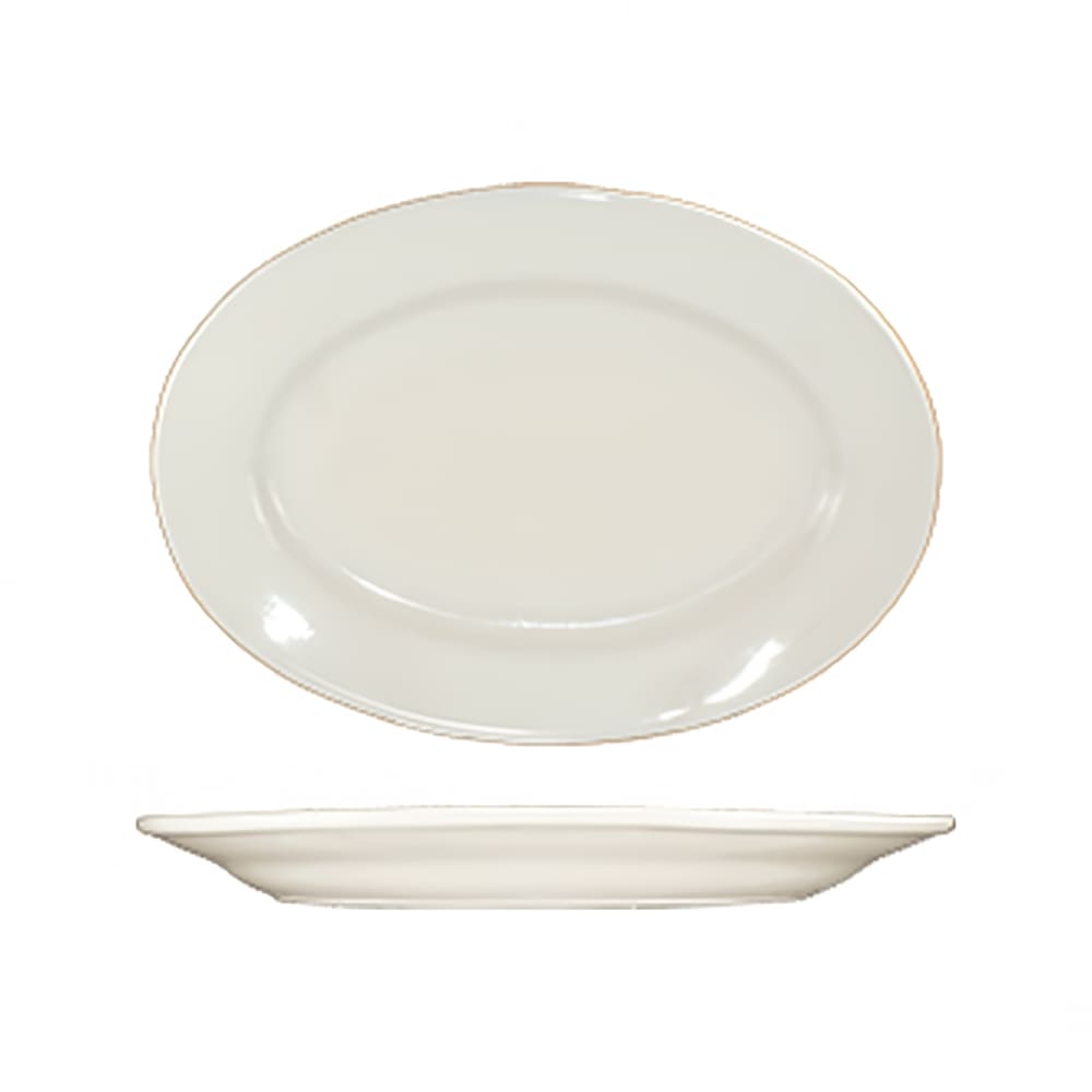129-RO48 13 1/2" x 9 1/2" Oval Roma™ Platter - Ceramic, American White