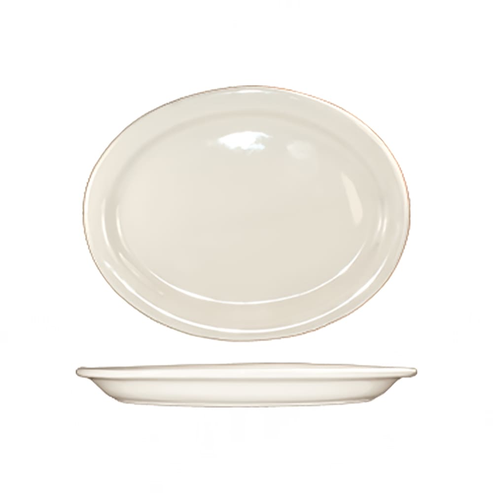 129-VA12 9 3/4" x 7" Oval Valencia™ Platter - Ceramic, American White