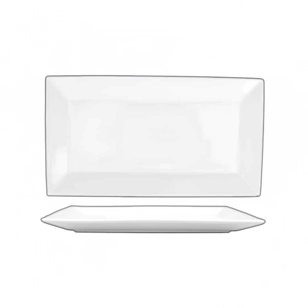 129-SP12 10" x 5 1/4" Rectangular Slope™ Platter - Porcelain, Bright White