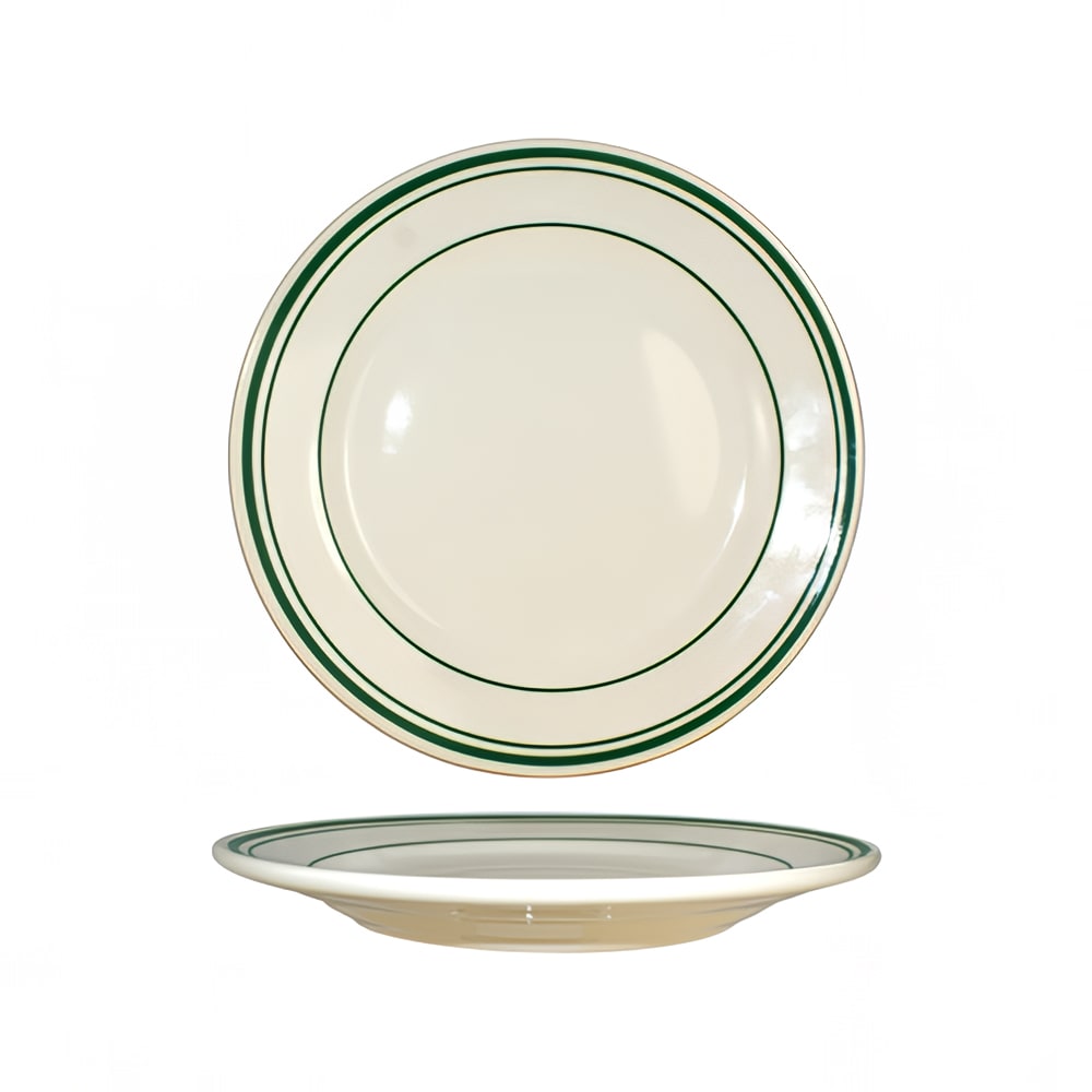 129-VE6 6 5/8" Round Verona™ Plate - Ceramic, American White/Green