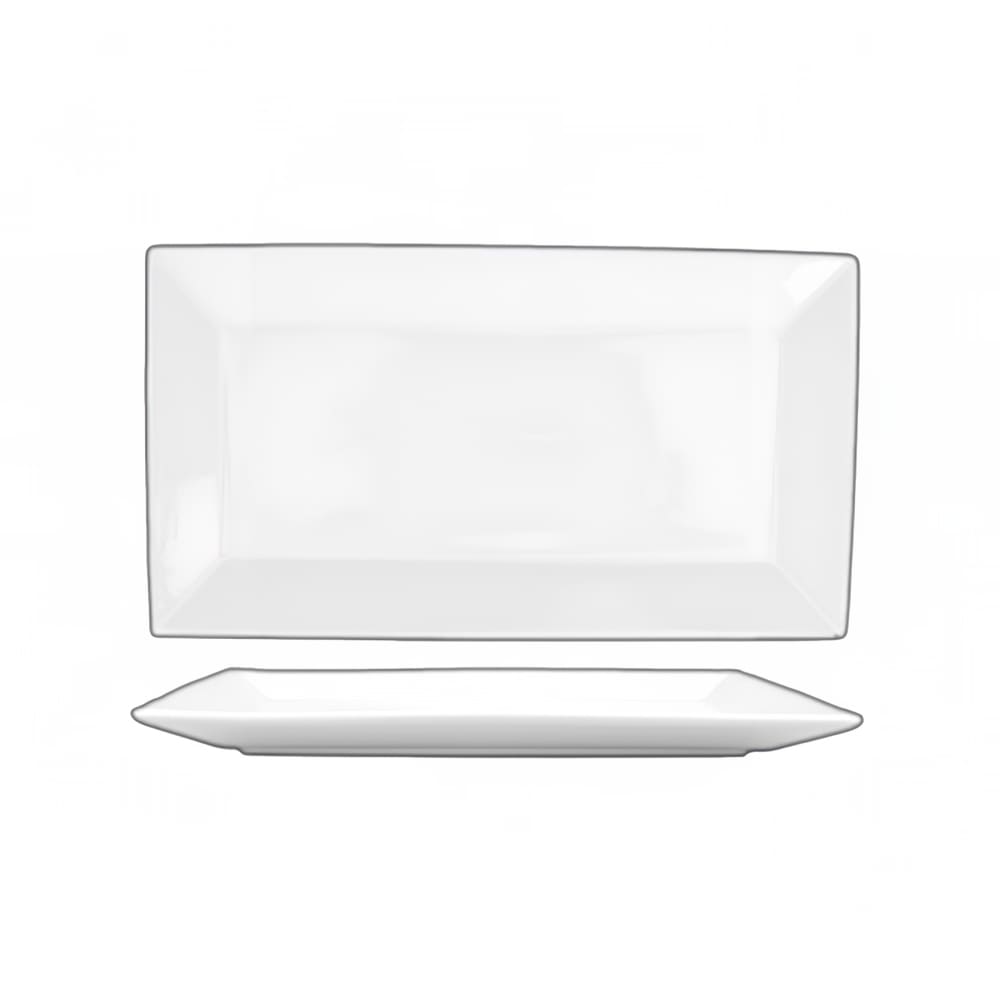 129-SP50 14 1/2" x 8 1/4" Rectangular Slope™ Platter - Porcelain, Bright White