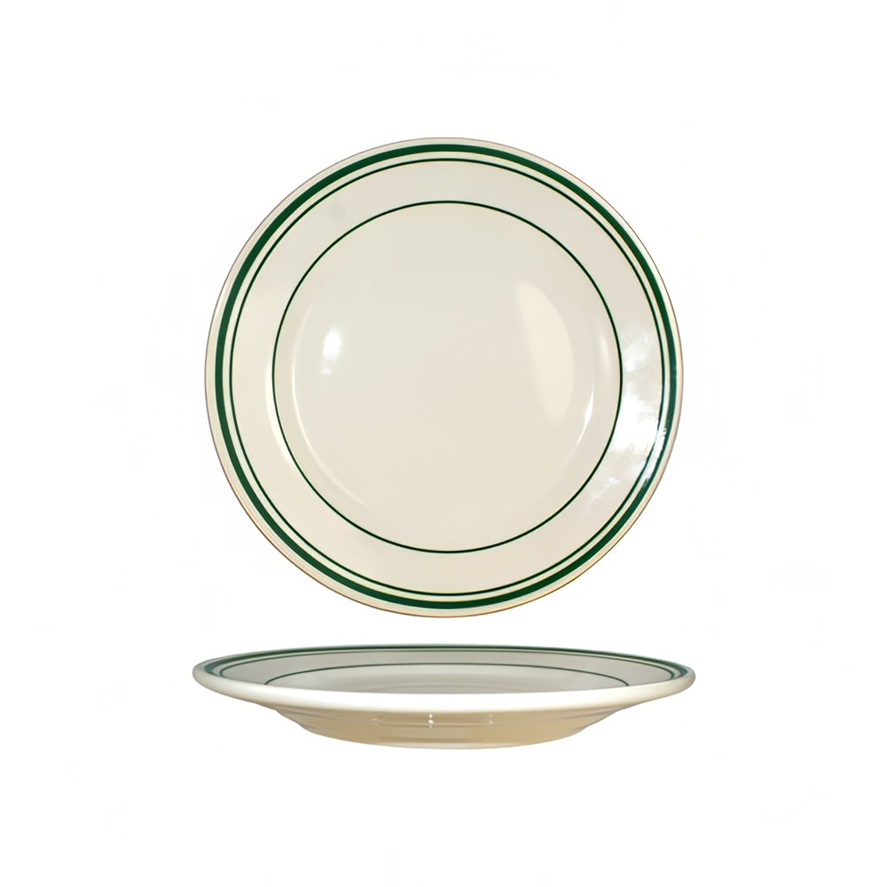 129-VE9 9 3/4" Round Verona™ Plate - Ceramic, American White/Green